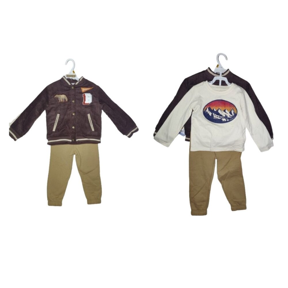 Bearpaw Corduroy Jacket Boy's‎ 3-piece Set W LS Top Joggers 4T NWT